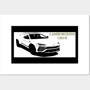 Lamborghini Urus Black and White Posters and Art